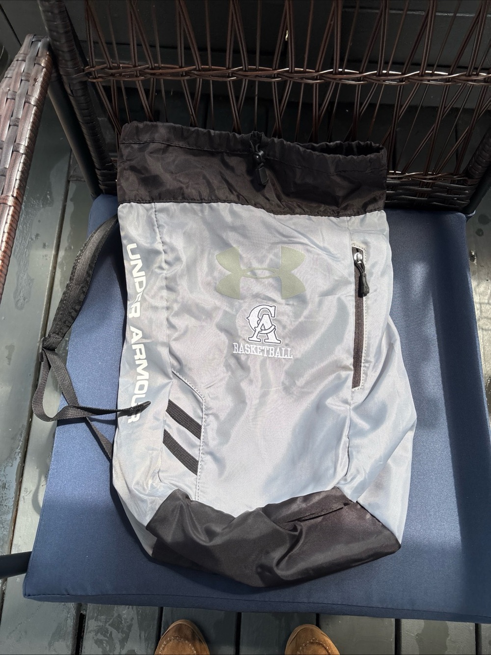 Under Armour Black and Gray Drawstring Gym Sack